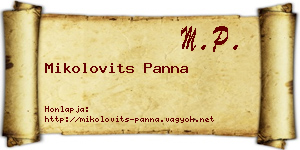 Mikolovits Panna névjegykártya